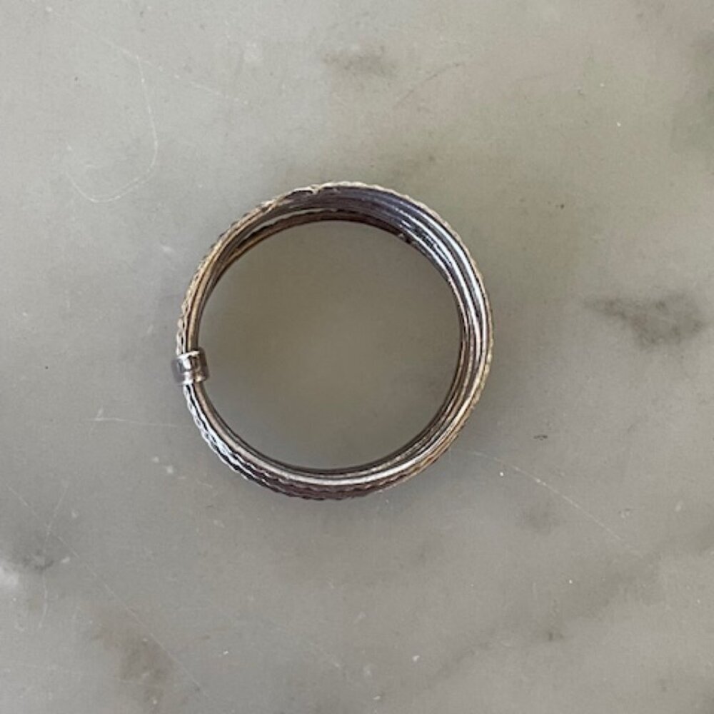 Silver Hammered Stacked 7 Banded Joined Ring Size 6.5 - Picture 7 of 14